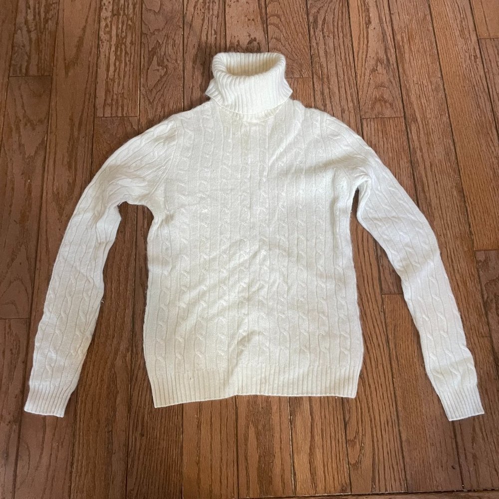J. Crew Cream Cable Knit Turtleneck Sweater